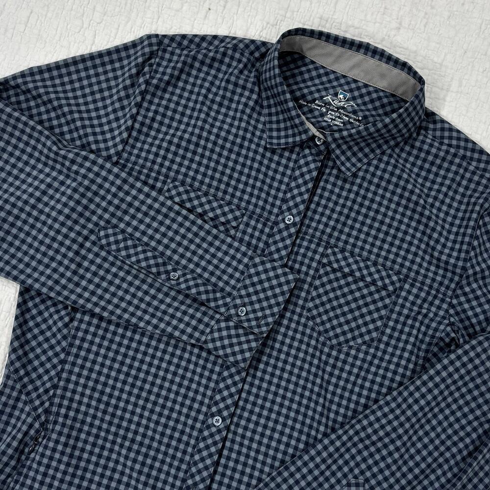 KUHL Women Size Large Stretch Button Front Shirt Plaid Hiking